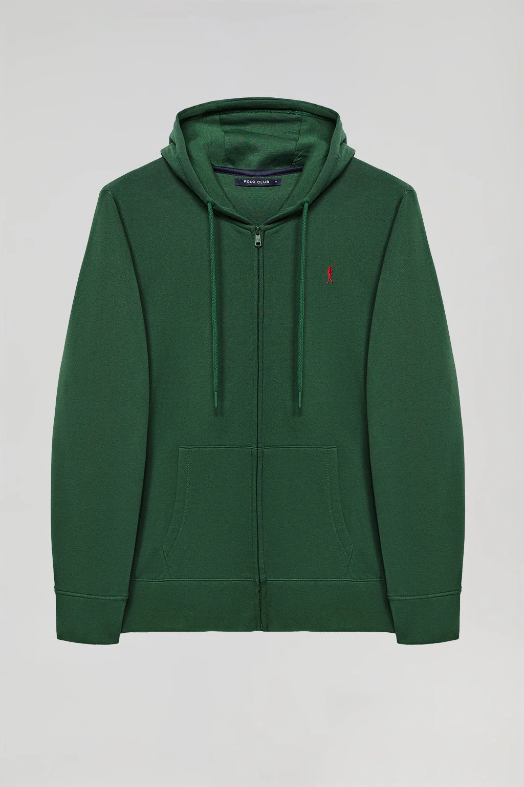 Bottle-green zip-through hoodie with Rigby Go logo - Image 8