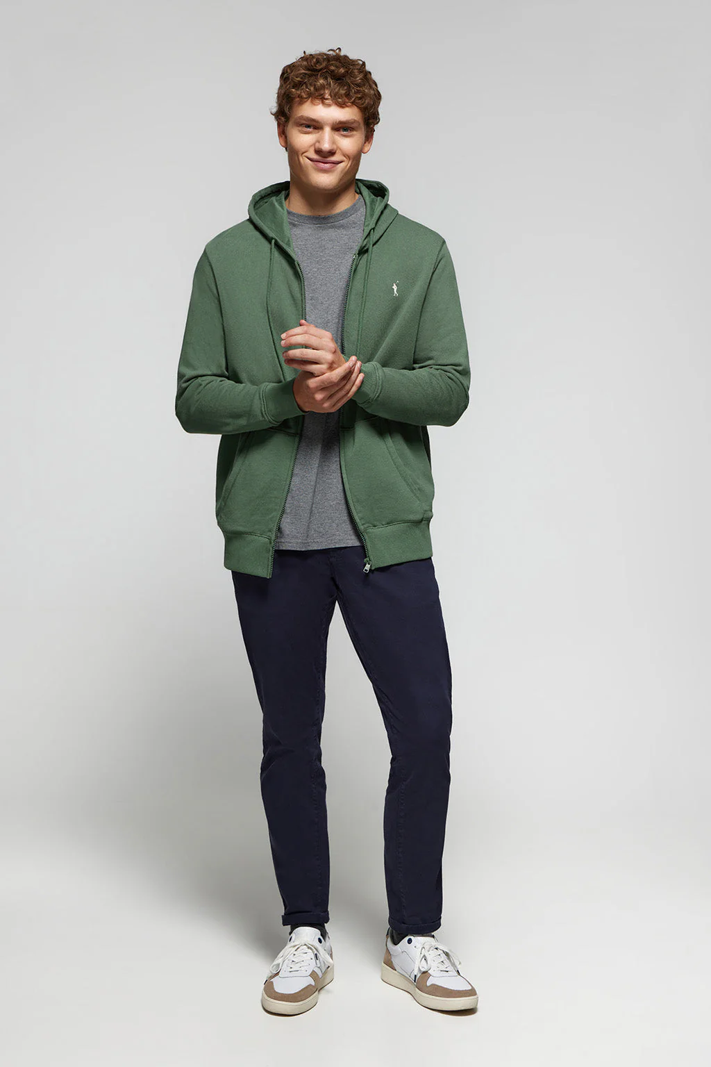 Dark-green zip-through hoodie with Rigby Go logo - Image 2
