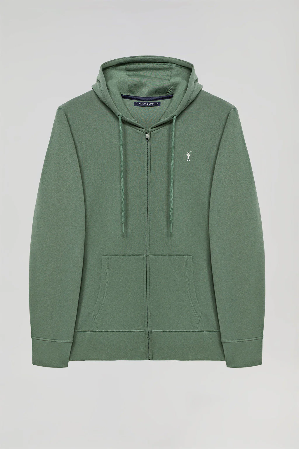 Dark-green zip-through hoodie with Rigby Go logo - Image 8