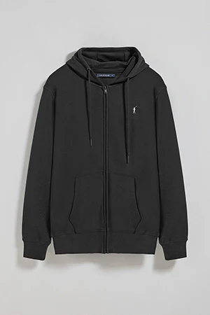 Black zip-up hoodie with Rigby Go logo - Image 8