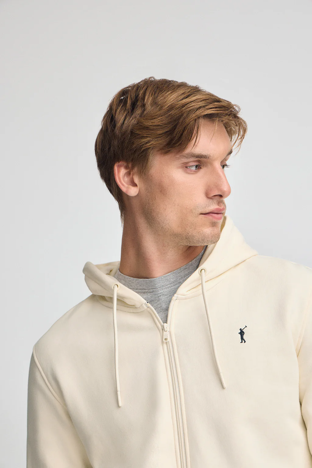 Nude zip-up hoodie with Rigby Go logo - Image 2