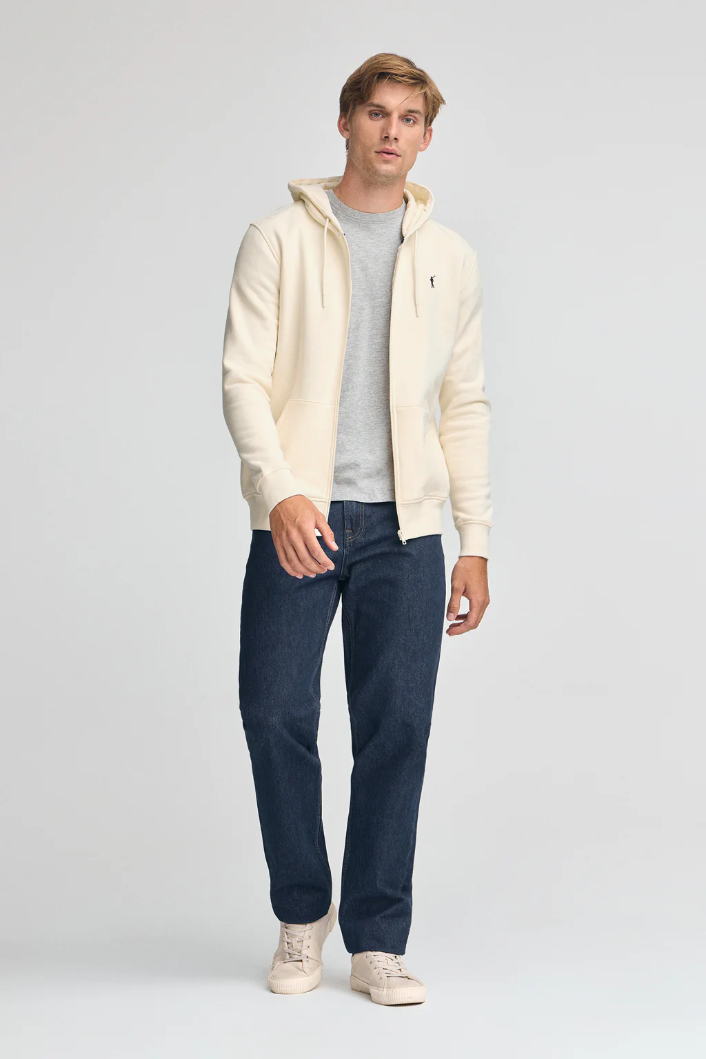 Nude zip-up hoodie with Rigby Go logo - Image 3