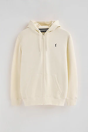 Nude zip-up hoodie with Rigby Go logo - Image 8