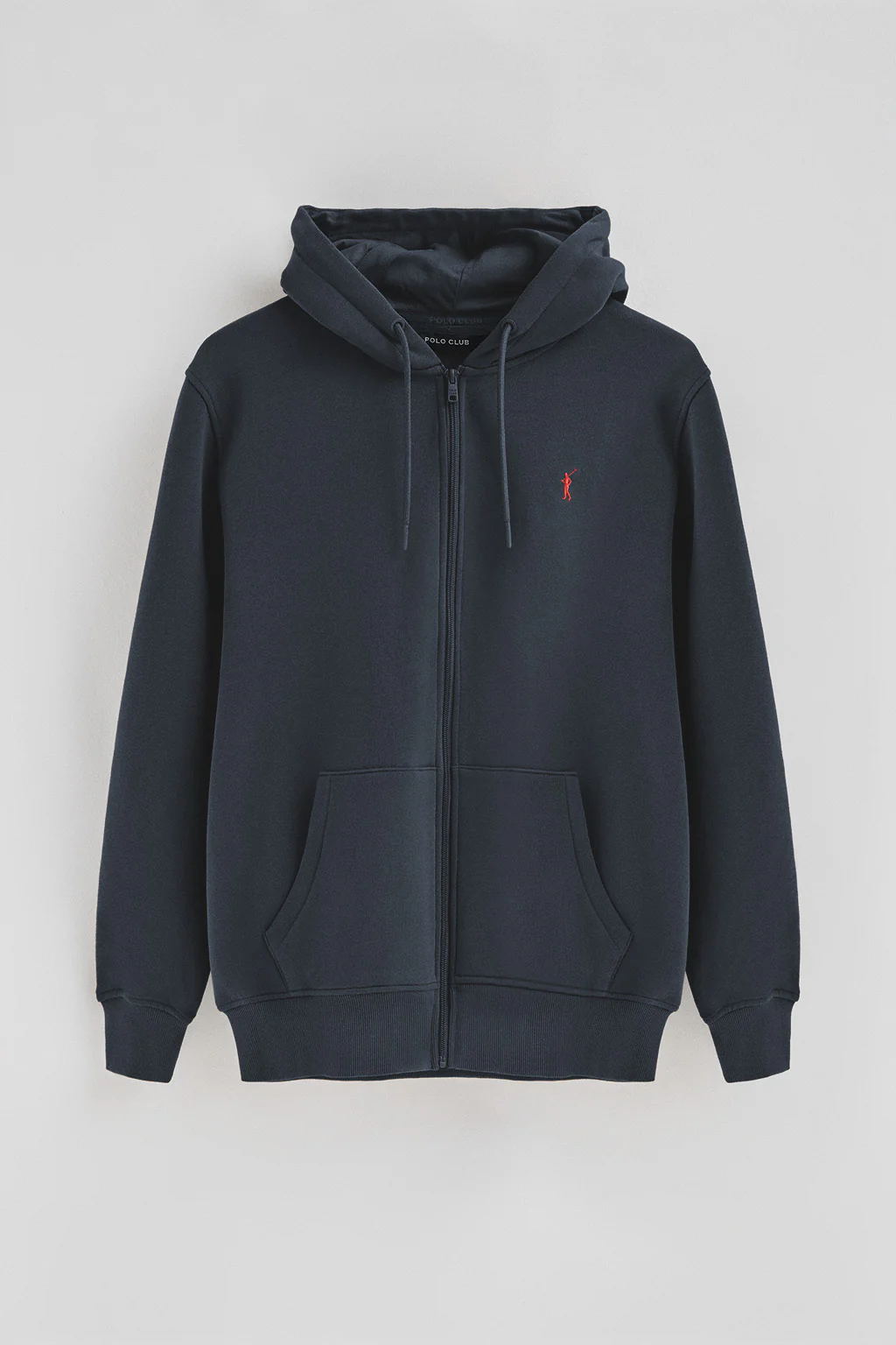Navy-blue zip-up hoodie with Rigby Go logo - Image 5