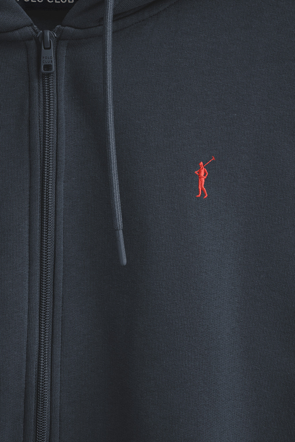 Navy-blue zip-up hoodie with Rigby Go logo - Image 6