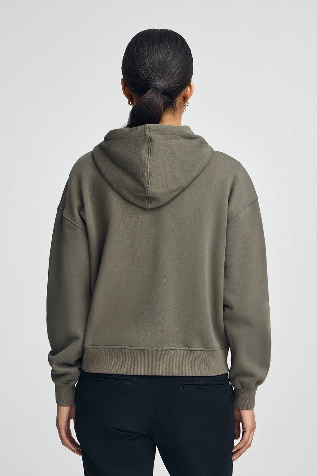 Army-green zipped hoodie with Rigby Go logo - Image 4