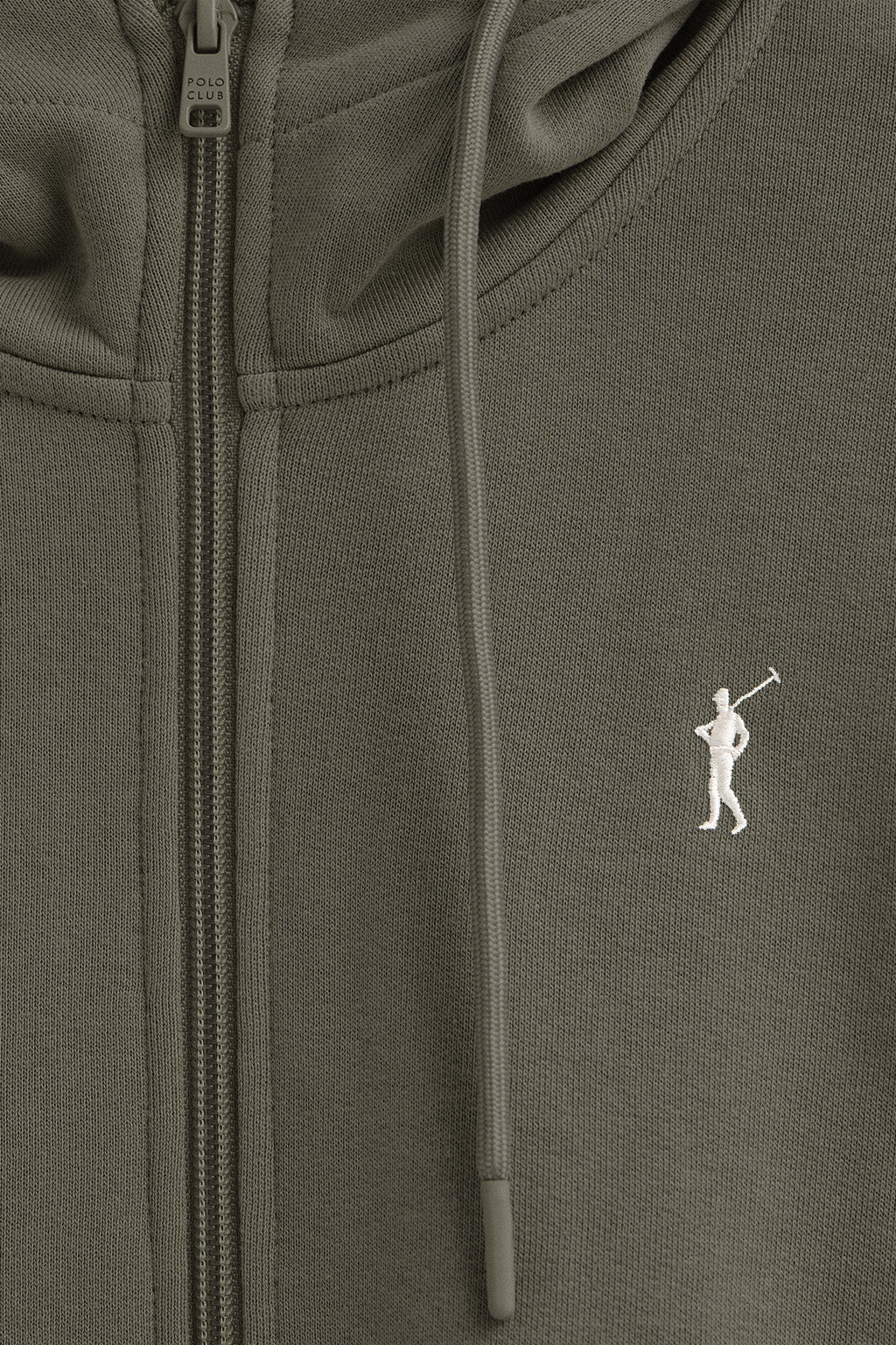 Army-green zipped hoodie with Rigby Go logo - Image 6