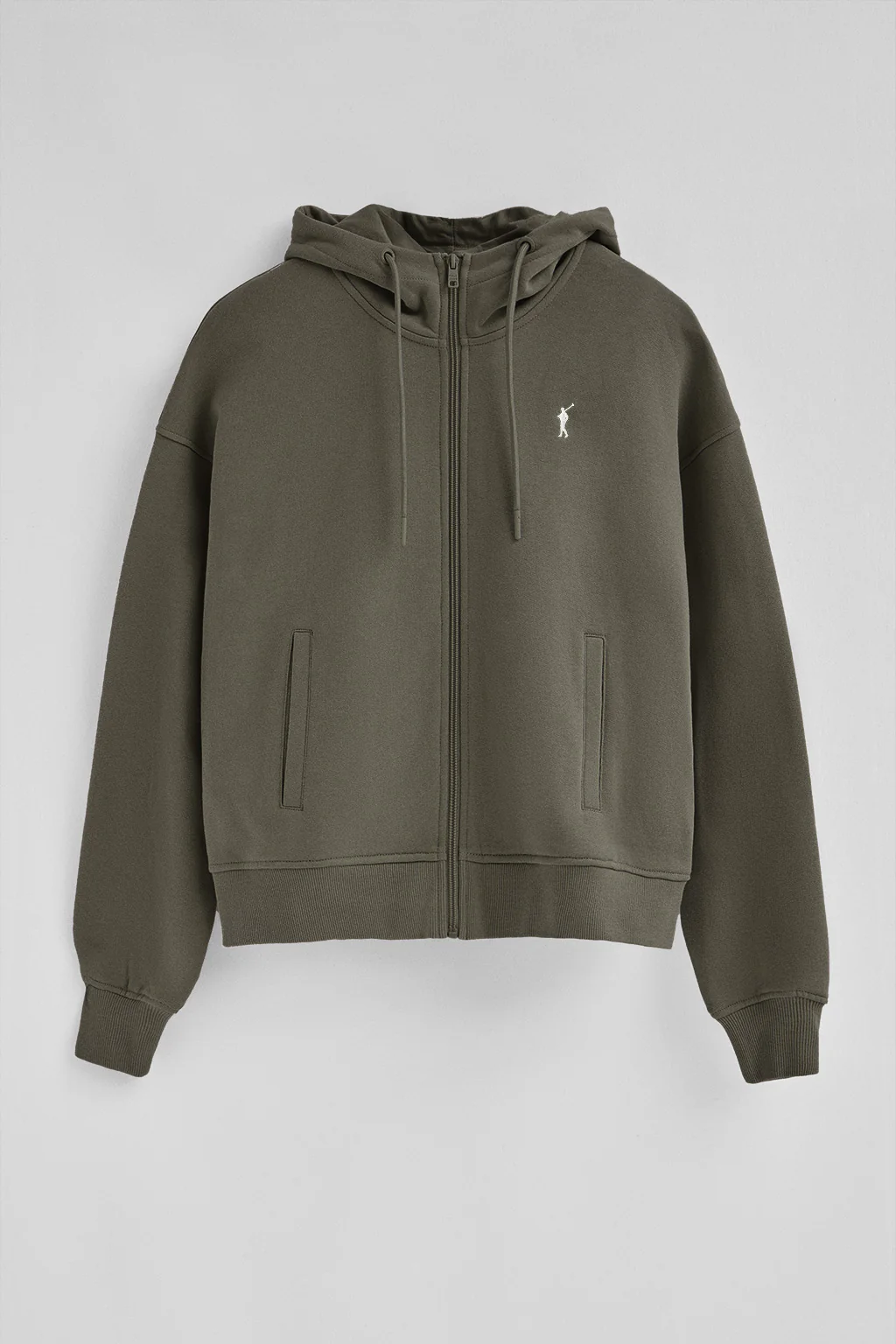 Army-green zipped hoodie with Rigby Go logo - Image 7