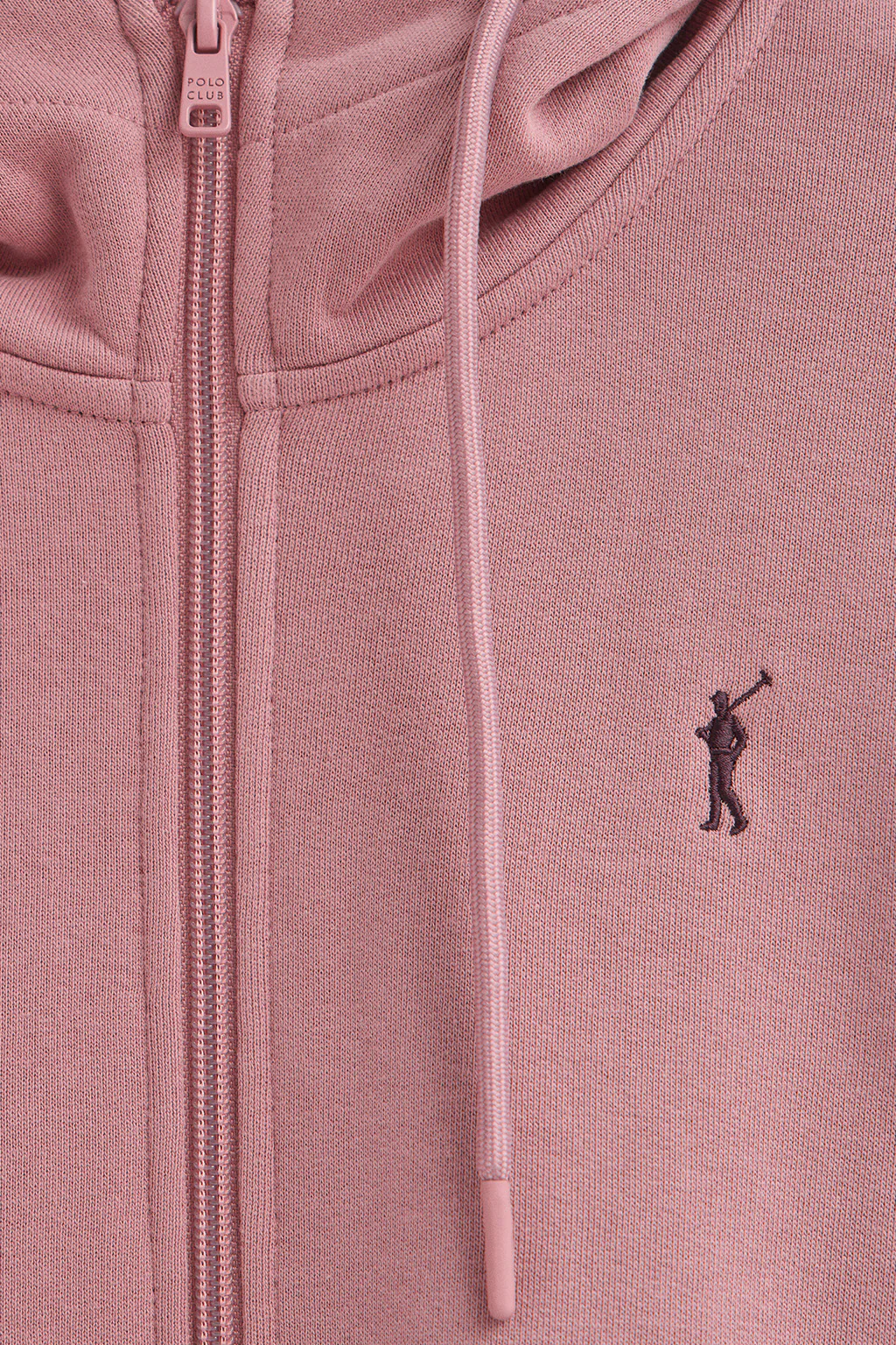 Dusty-pink zipped hoodie with Rigby Go logo - Image 6