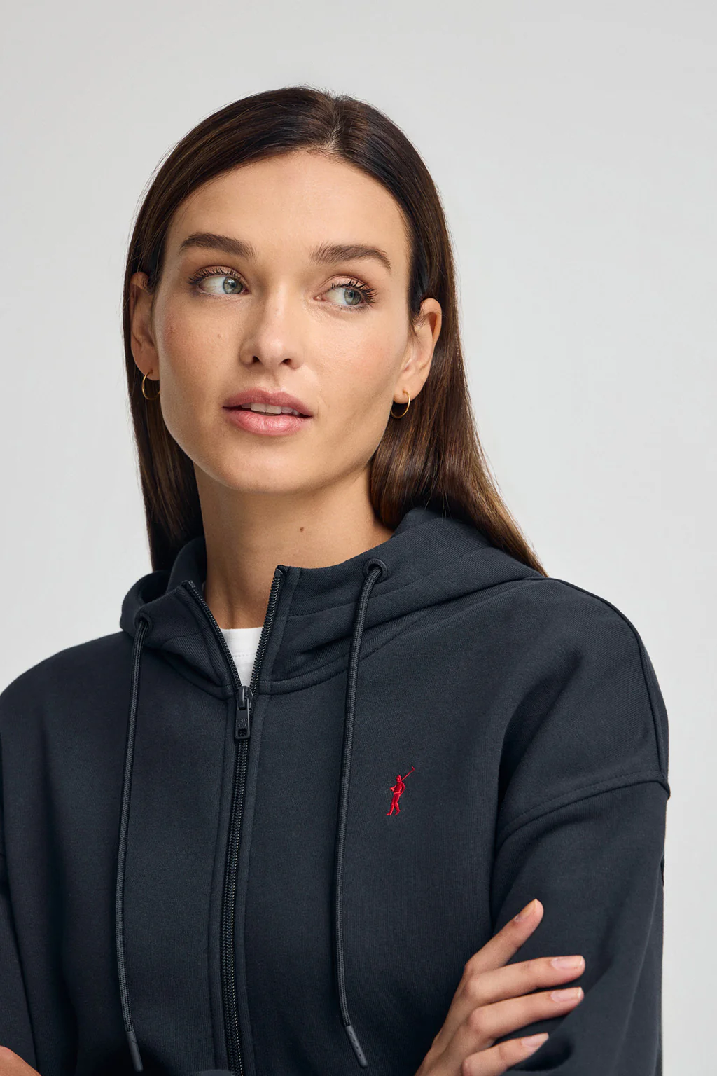Navy-blue zipped hoodie with Rigby Go logo - Image 2