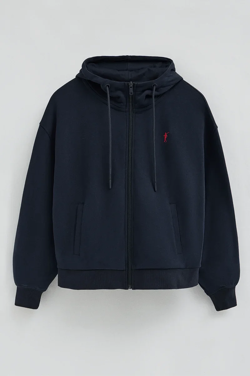 Navy-blue zipped hoodie with Rigby Go embroidery - Image 10