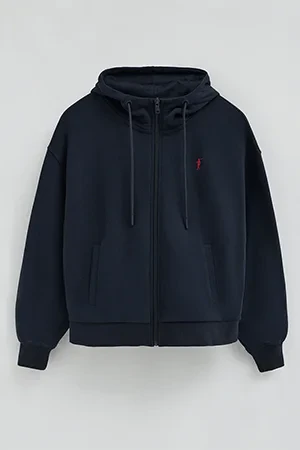 Navy-blue zipped hoodie with Rigby Go embroidery - Image 11