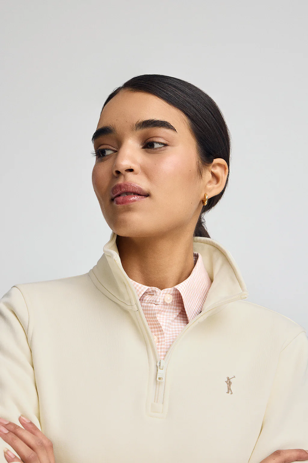 Nude half-zip sweatshirt with Rigby Go logo - Image 2