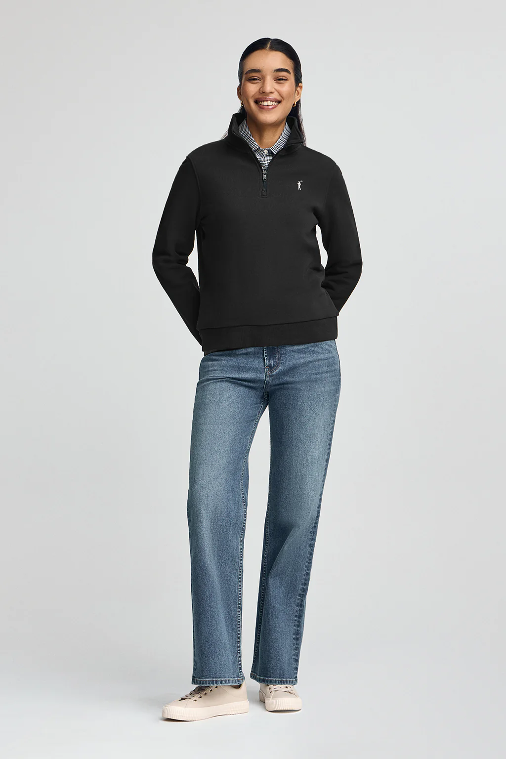 Black half-zip sweatshirt with Rigby Go logo - Image 3