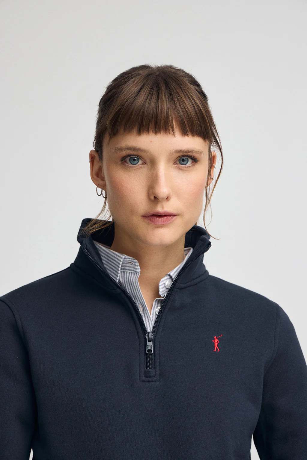 Navy-blue half-zip sweatshirt with Rigby Go logo - Image 2