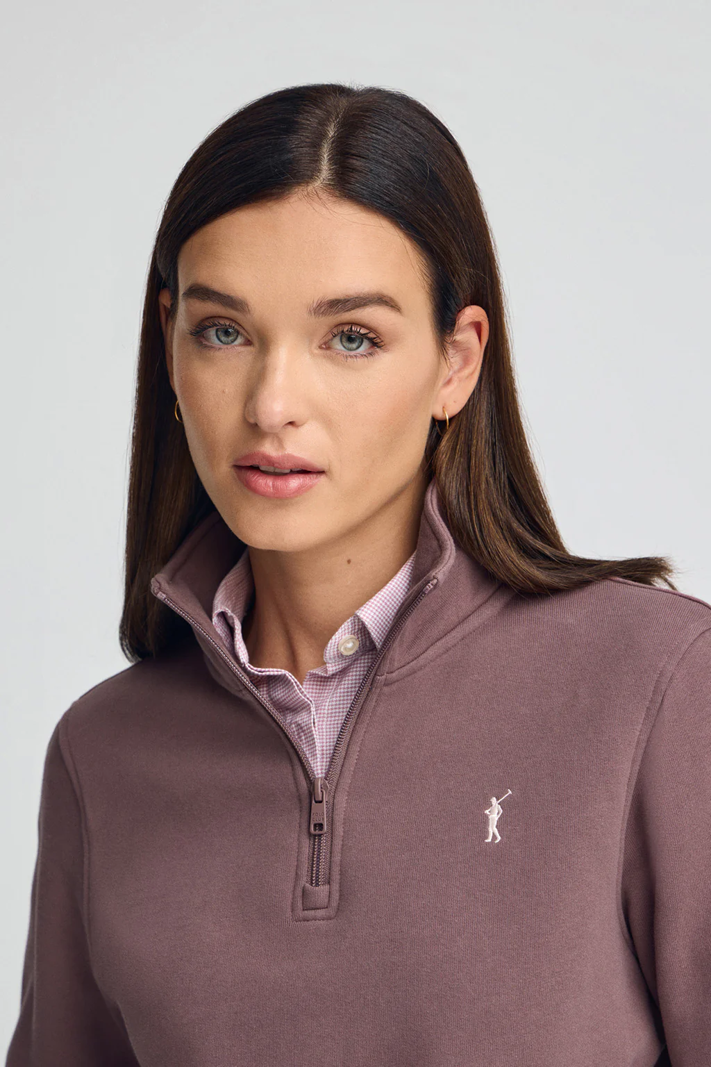 Taupe-pink half-zip sweatshirt with Rigby Go logo - Image 2