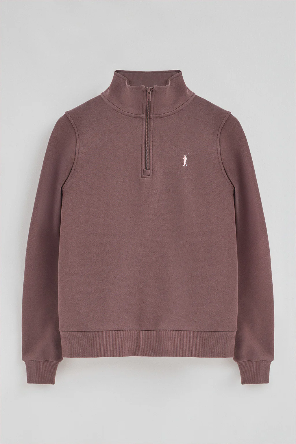 Taupe-pink half-zip sweatshirt with Rigby Go logo - Image 5