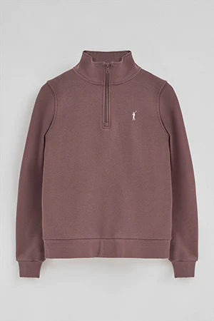 Taupe-pink half-zip sweatshirt with Rigby Go logo - Image 8