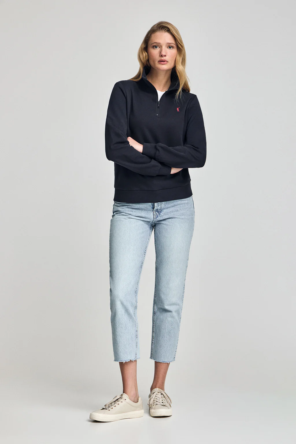 Navy-blue half-zip sweatshirt with Rigby Go embroidery - Image 4