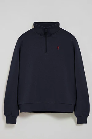 Navy-blue half-zip sweatshirt with Rigby Go embroidery - Image 8