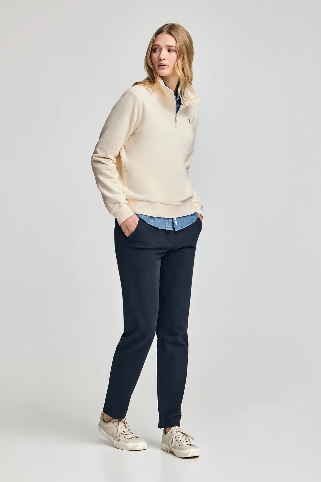 Nude half-zip sweatshirt with Rigby Go embroidery - Image 3