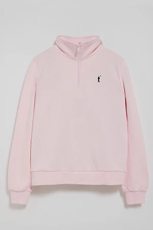 Pink half-zip sweatshirt with Rigby Go embroidery - Image 9