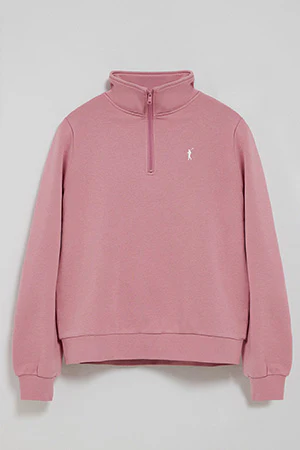 Dusty-pink half-zip sweatshirt with Rigby Go embroidery - Image 8