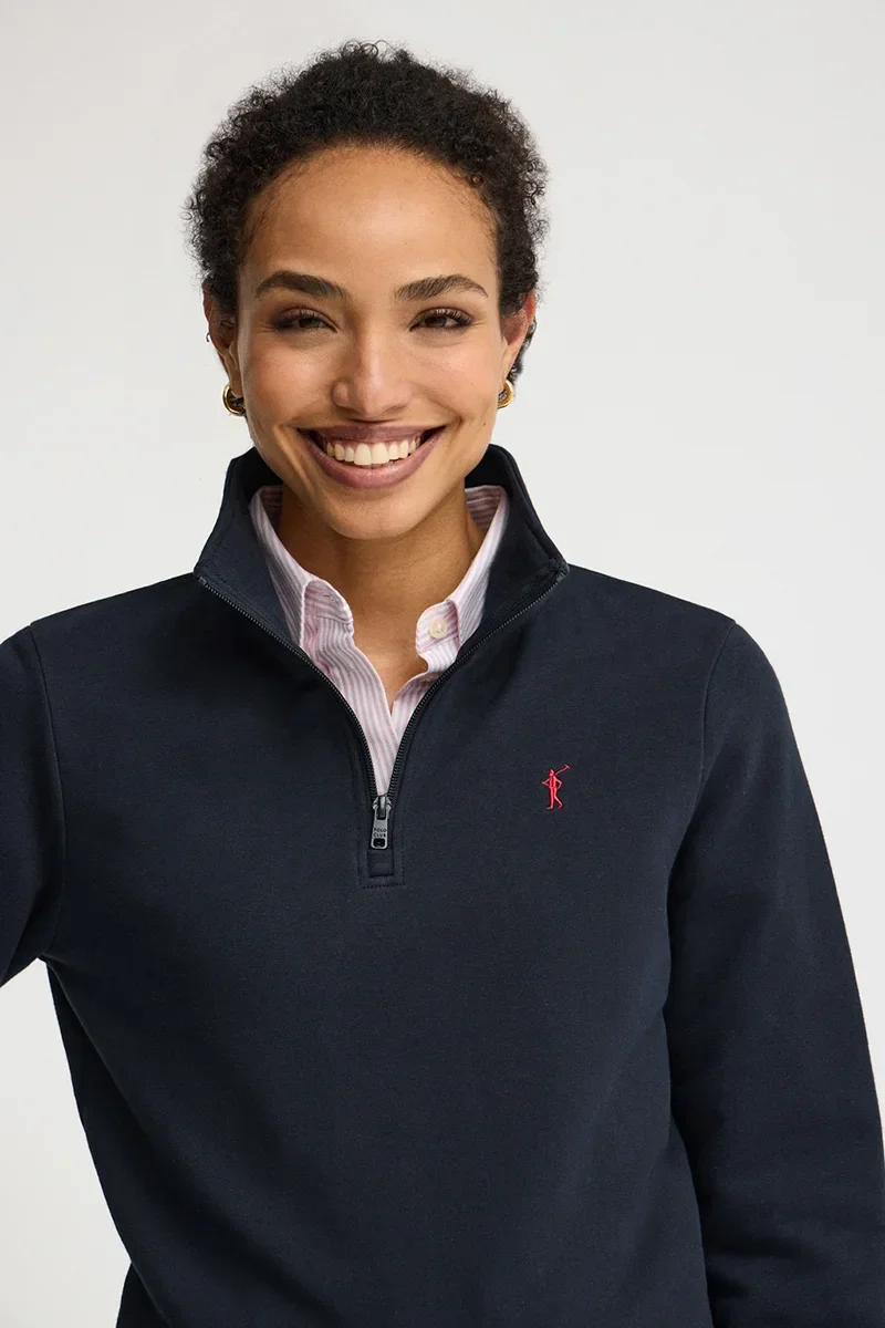 Navy-blue sweatshirt with zipped neck and Rigby Go logo - Image 2