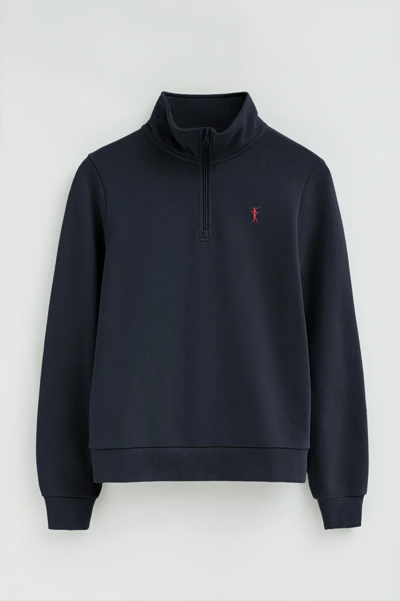 Navy-blue sweatshirt with zipped neck and Rigby Go logo - Image 9