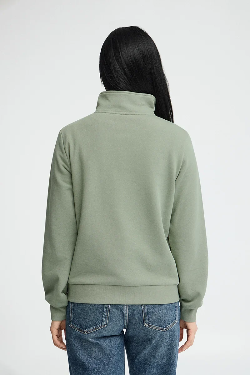 Pale-green sweatshirt with zipped neck and Rigby Go logo - Image 4