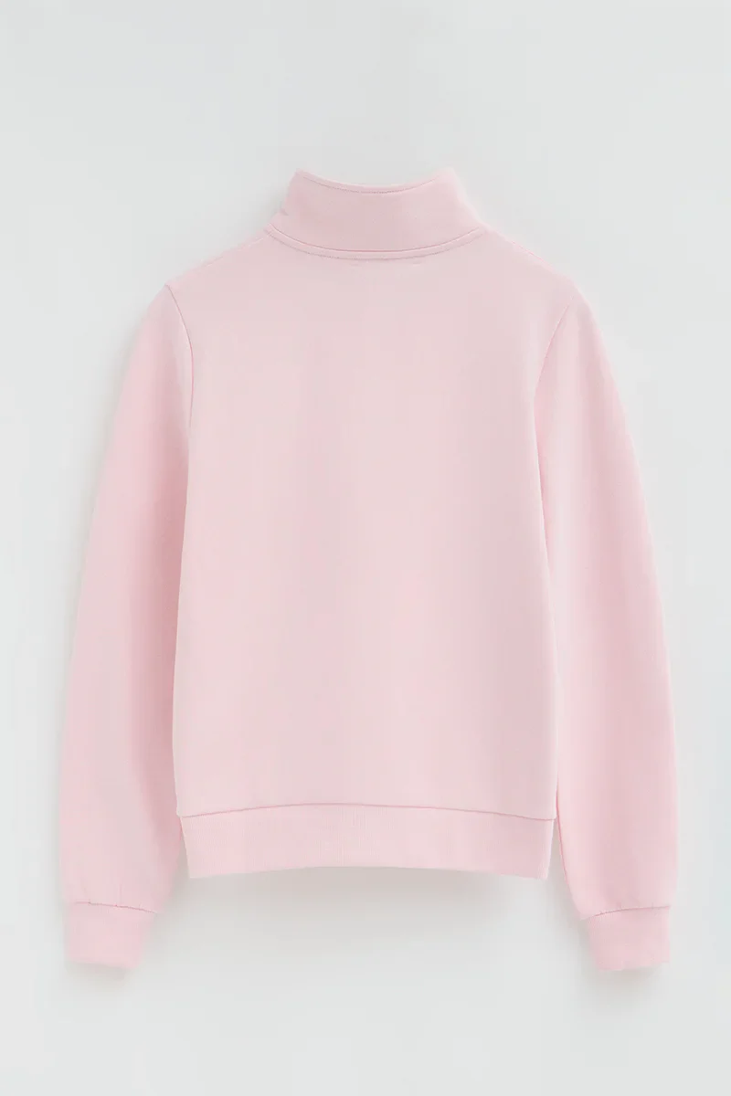 Pink sweatshirt with zipped neck and Rigby Go logo - Image 8