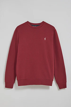 Maroon round-neck sweatshirt with Rigby Go embroidered logo - Image 8