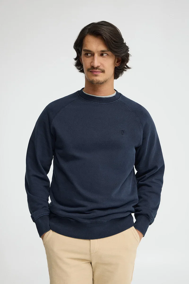 Navy-blue round-neck sweatshirt with Rigby Go embroidery - Image 3