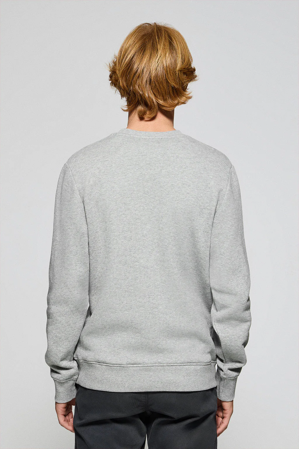 Grey-marl round-neck sweatshirt with Rigby Go embroidered logo - Image 4