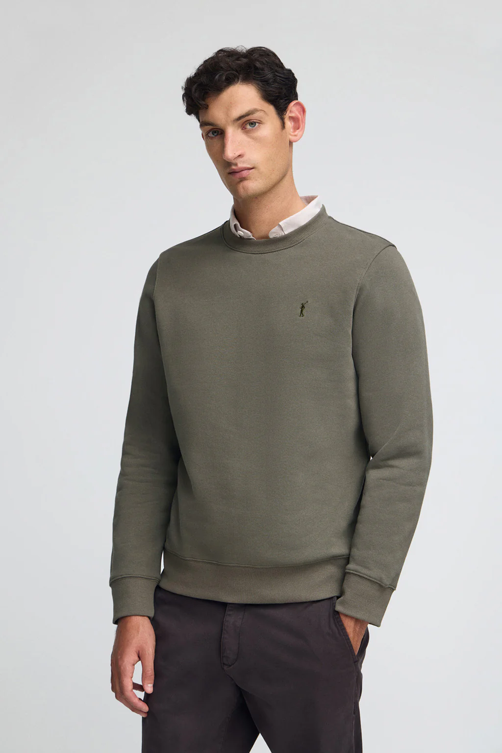 Army-green relaxed-fit sweatshirt with Rigby Go logo