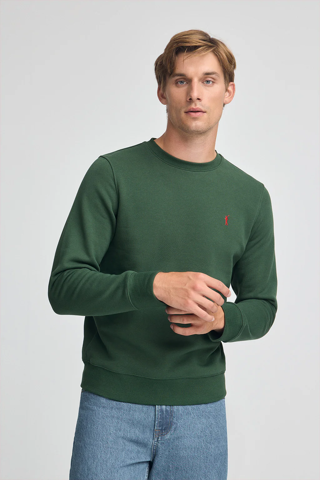 Bottle-green relaxed-fit sweatshirt with Rigby Go logo
