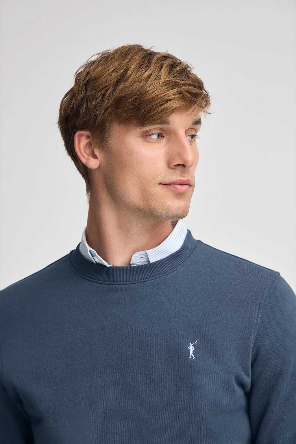 Denim-blue relaxed-fit sweatshirt with Rigby Go logo - Image 2