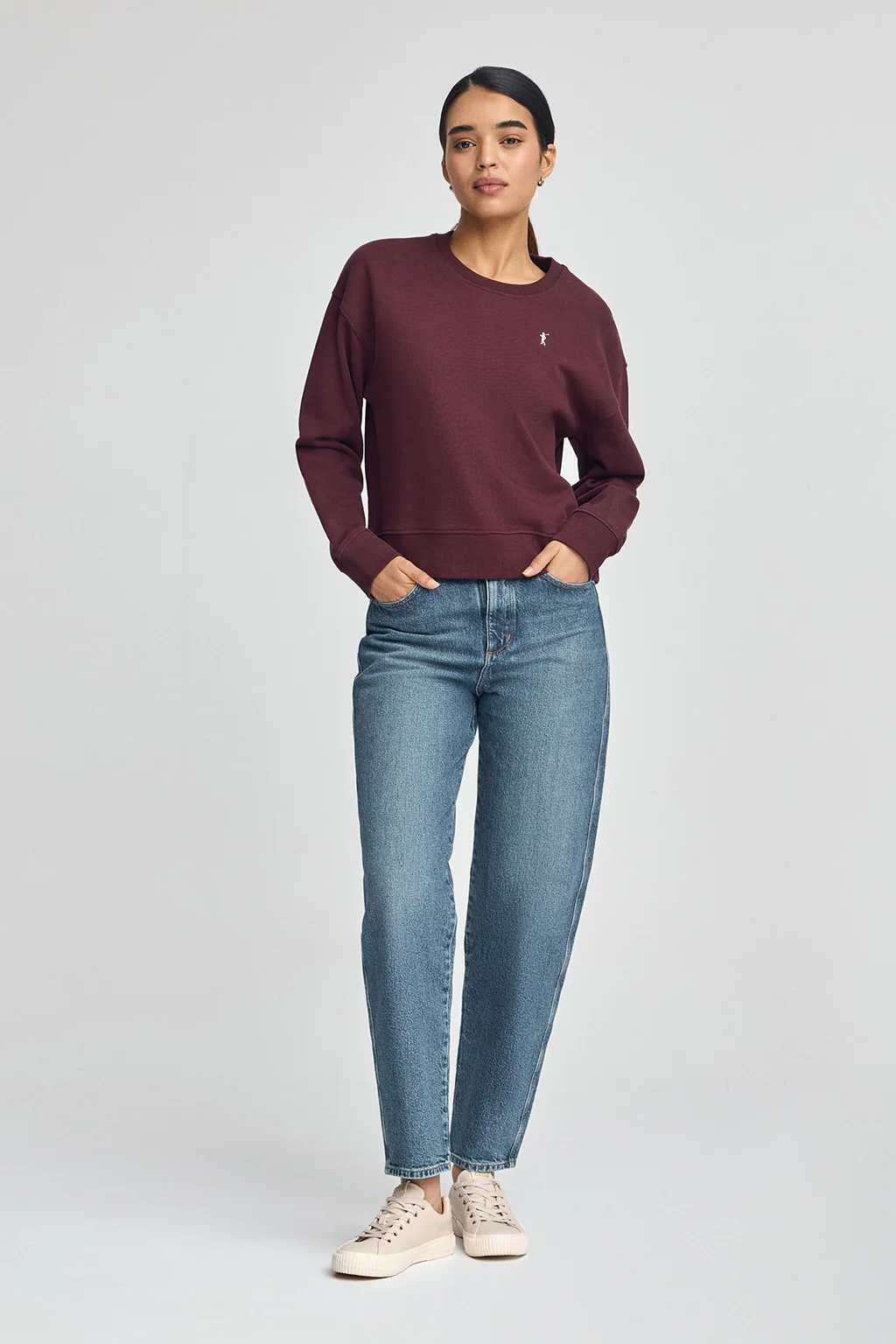 Burgundy boxy-fit sweatshirt with Rigby Go logo - Image 3