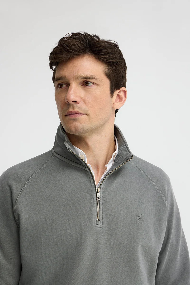 Asphalt-grey sweatshirt with zipped neck and Rigby Go embroidery - Image 3