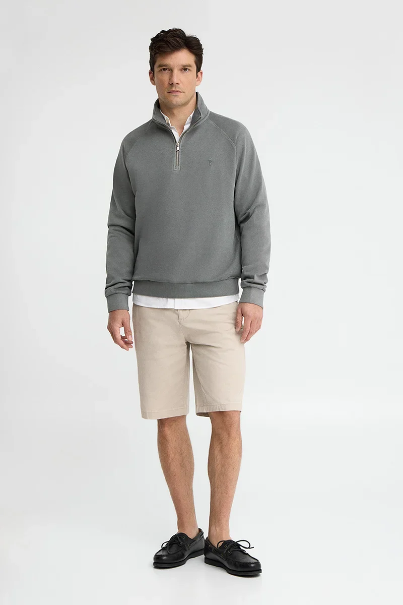 Asphalt-grey sweatshirt with zipped neck and Rigby Go embroidery - Image 4