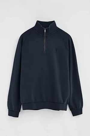 Navy-blue sweatshirt with zipped neck and Rigby Go embroidery - Image 10