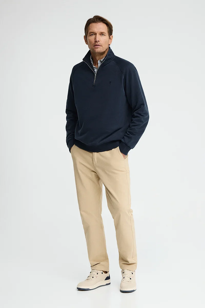 Navy-blue sweatshirt with zipped neck and Rigby Go embroidery - Image 4