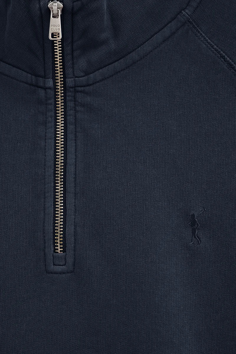 Navy-blue sweatshirt with zipped neck and Rigby Go embroidery - Image 7