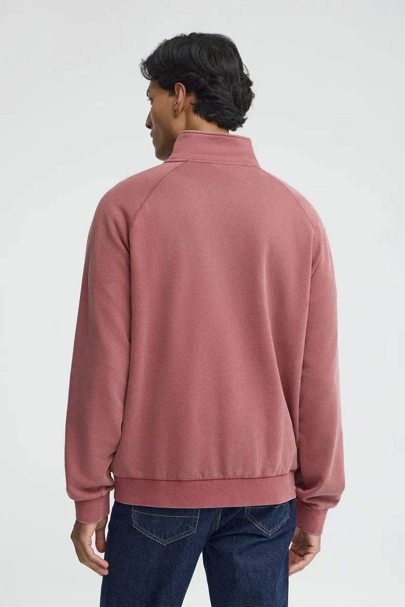 Wine-pink sweatshirt with zipped neck and Rigby Go embroidery - Image 4