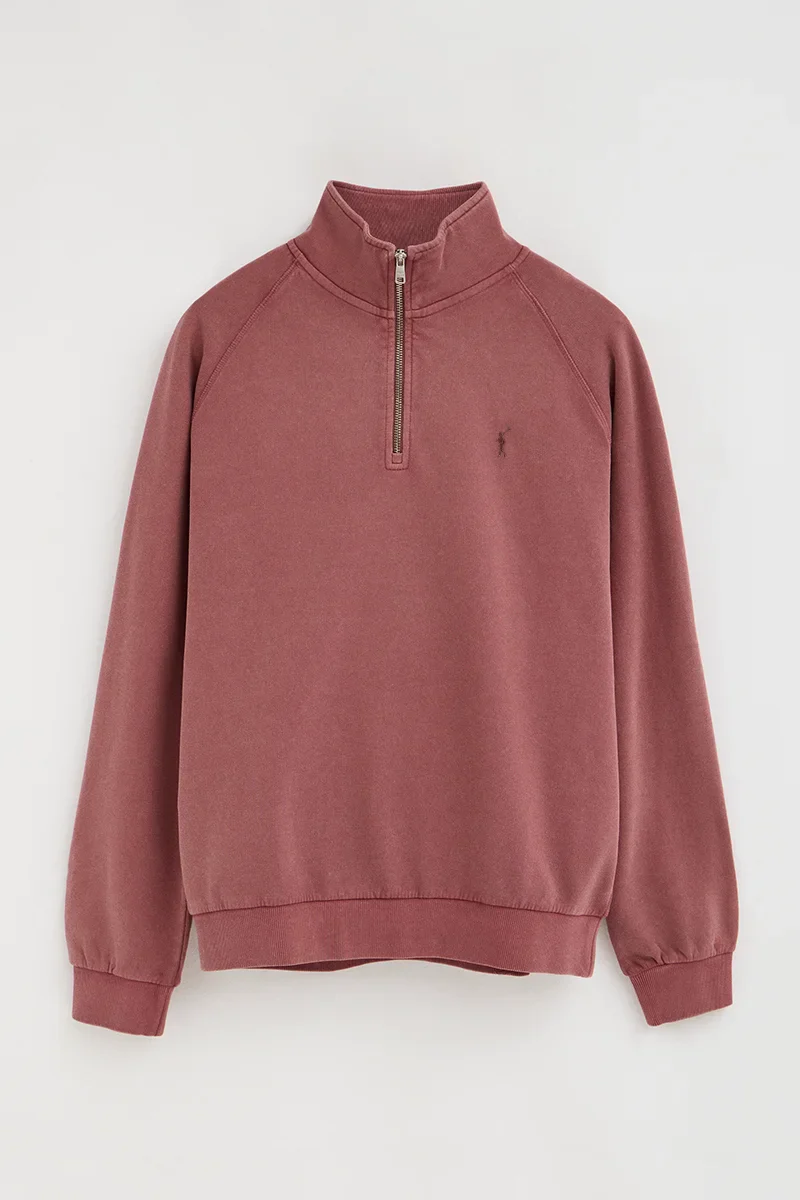 Wine-pink sweatshirt with zipped neck and Rigby Go embroidery - Image 5