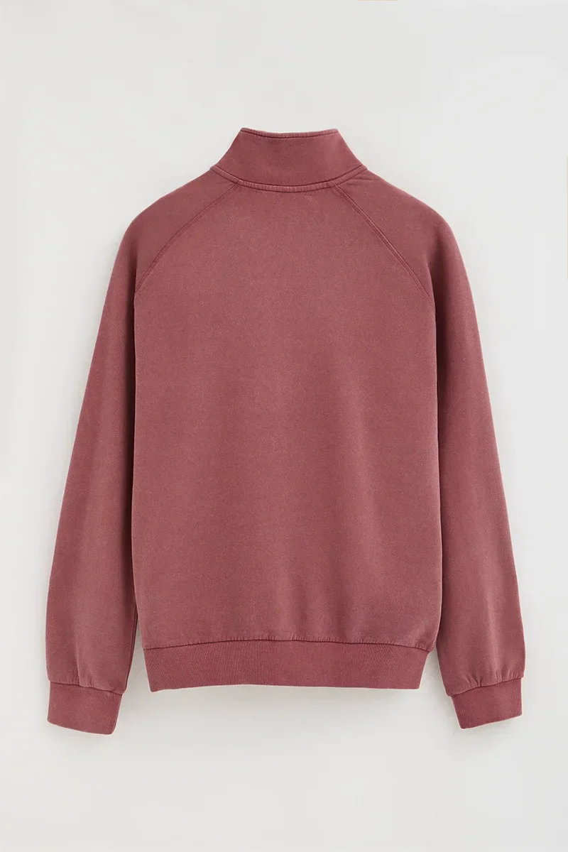 Wine-pink sweatshirt with zipped neck and Rigby Go embroidery - Image 7