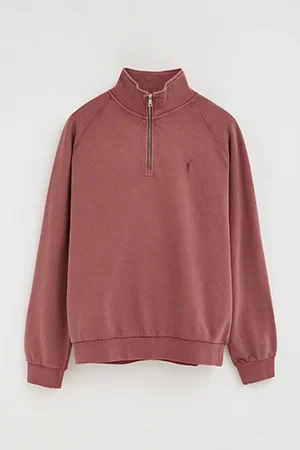 Wine-pink sweatshirt with zipped neck and Rigby Go embroidery - Image 9