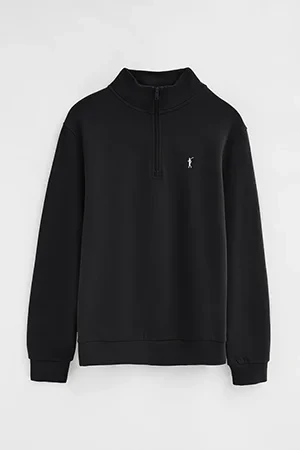 Black high-neck sweatshirt with zip and Rigby Go embroidery - Image 10