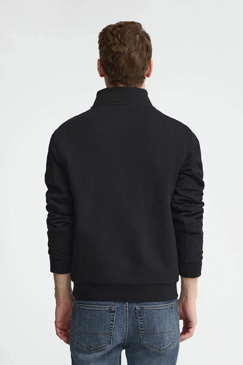 Black high-neck sweatshirt with zip and Rigby Go embroidery - Image 5