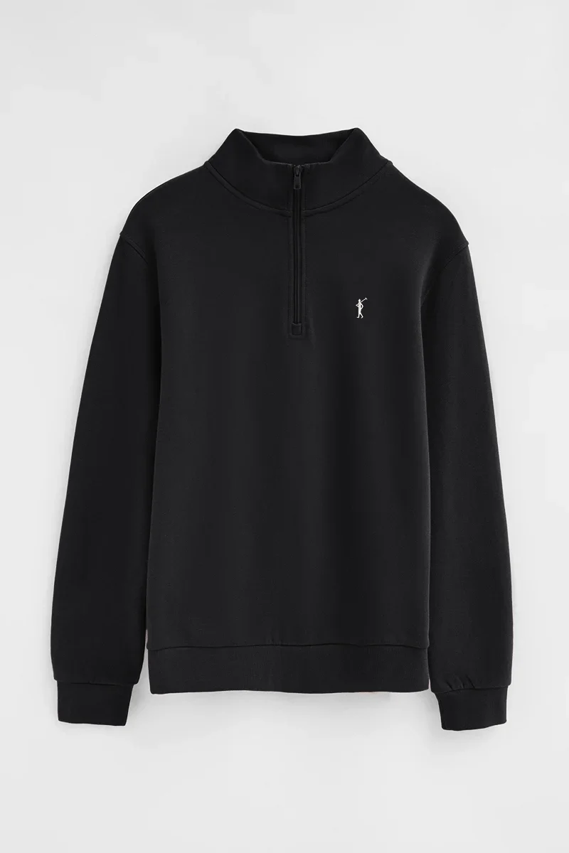 Black high-neck sweatshirt with zip and Rigby Go embroidery - Image 9